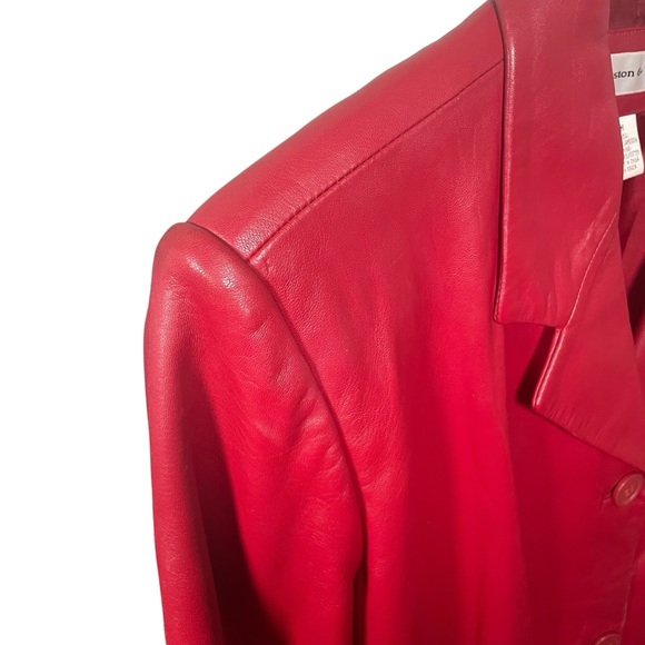 Preston & York Red Lambskin Leather Button Front Blazer Jacket Size M - Picture 5 of 7